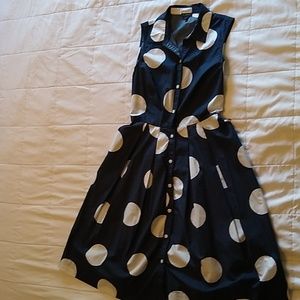 Talbot's Navy/White Polka Dot Dress